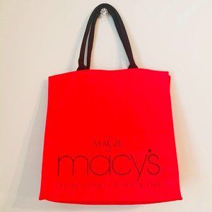 Macy’s Red Canvas Tote Shoulder Double Handle Bag